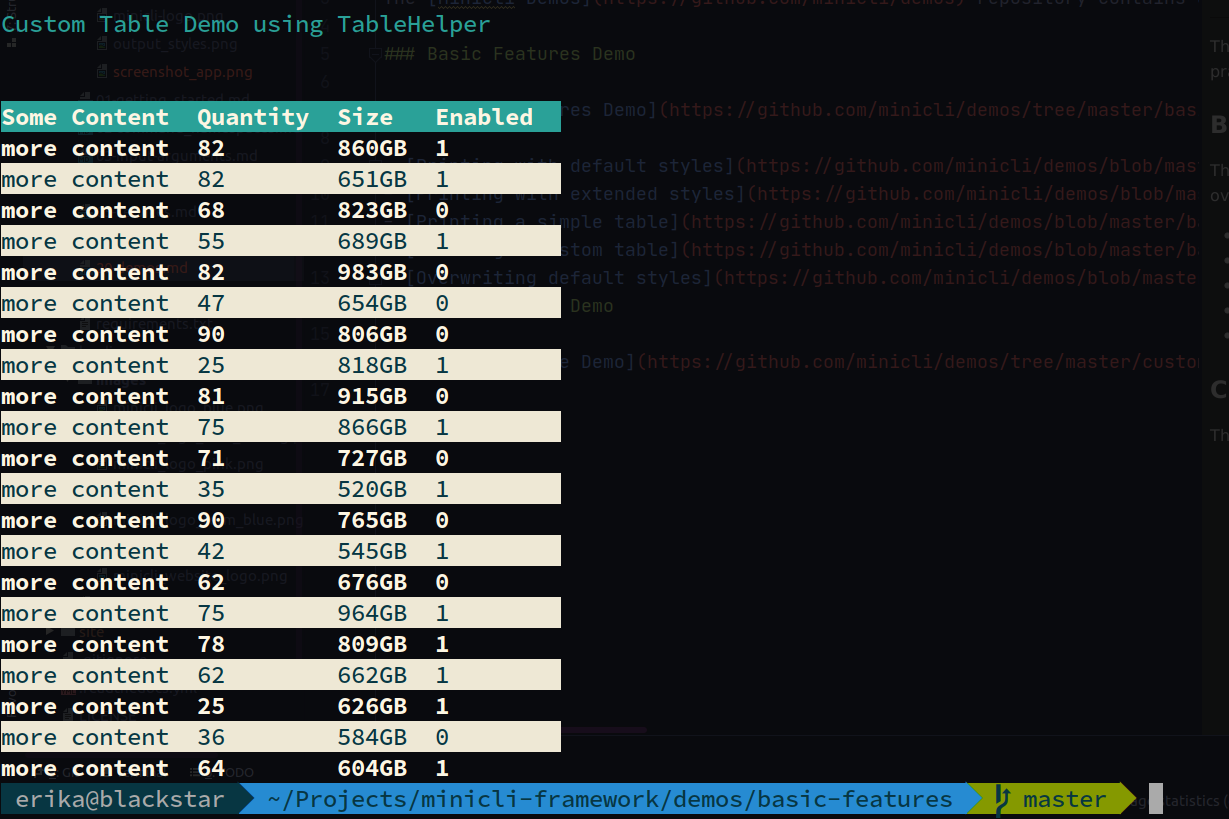 Custom Table Demo Screenshot