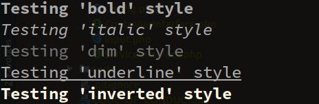 Screenshot of extended styles output